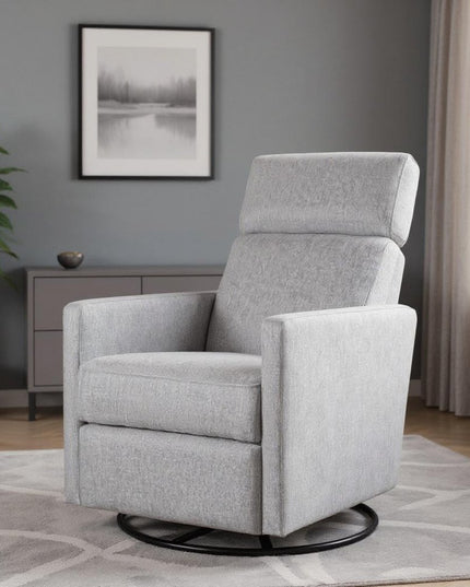 26" Gray Tufted Linen Gliding Swivel Manual Rocker Recliner