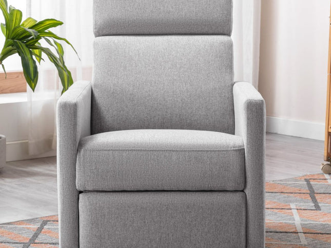 26" Gray Tufted Linen Gliding Swivel Manual Rocker Recliner