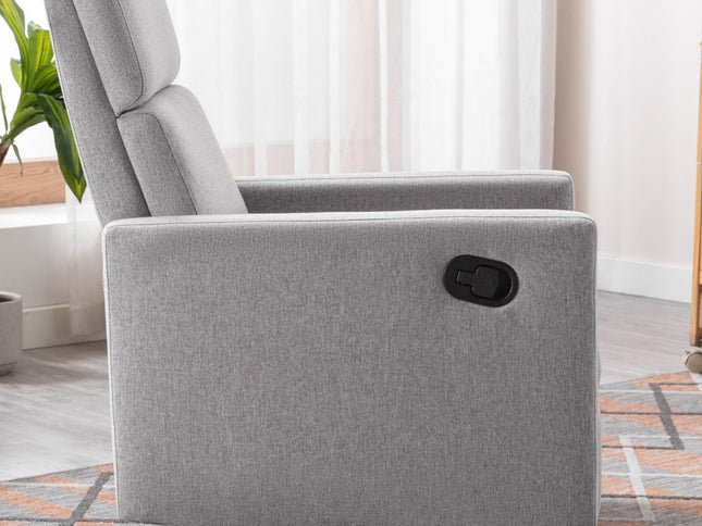 26" Gray Tufted Linen Gliding Swivel Manual Rocker Recliner