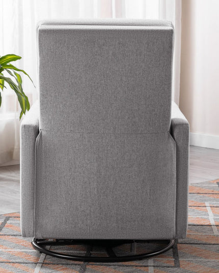 26" Gray Tufted Linen Gliding Swivel Manual Rocker Recliner