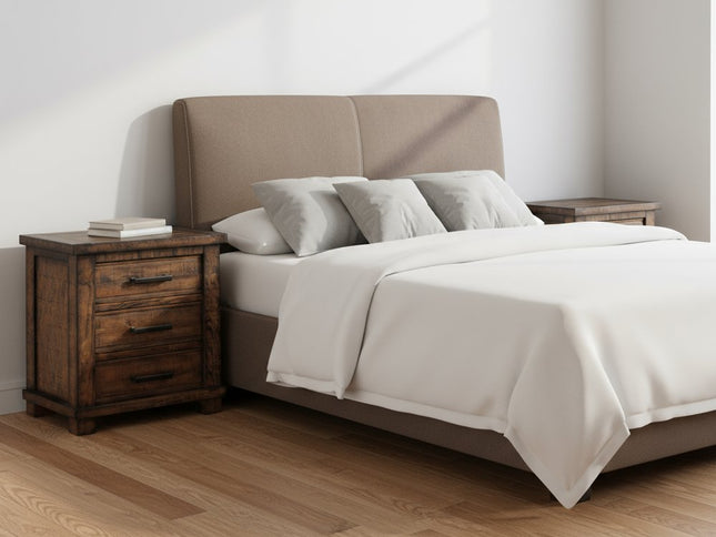 Set of Two 26" Walnut Solid Wood Distressed Three Drawer Nightstand