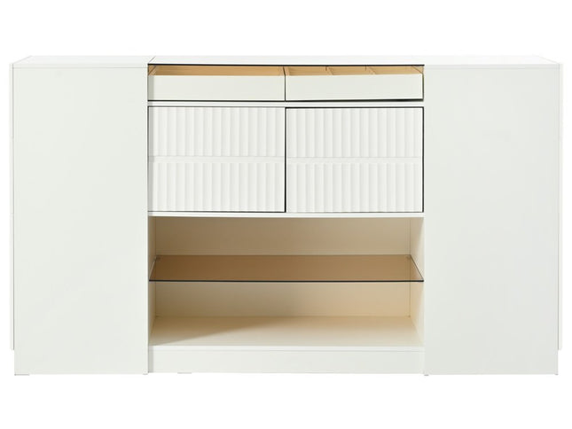 33" White Wood And Glass Six Drawer Island Vanity Dresser