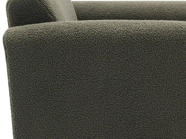 31" Olive Green Boucle Upholstered Arm Chair And Toss Pillow