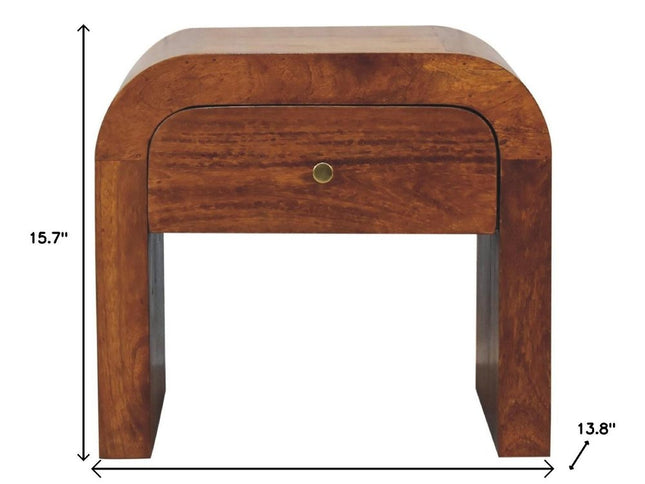 16" Chestnut Solid Wood One Drawer Nightstand