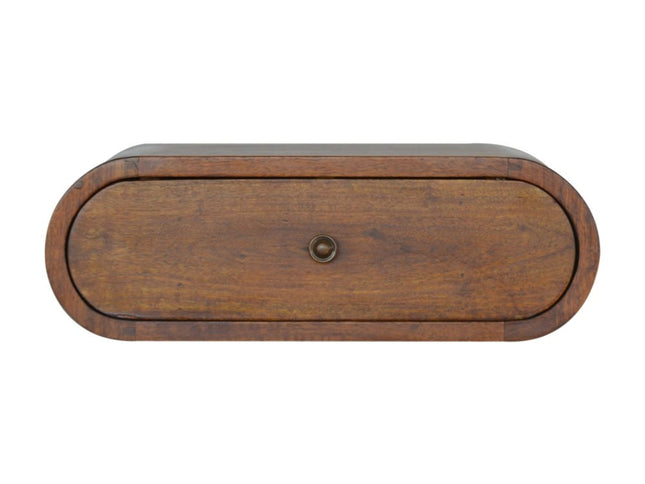 18" Chestnut Solid Wood Oval One Drawer Floating Nightstand