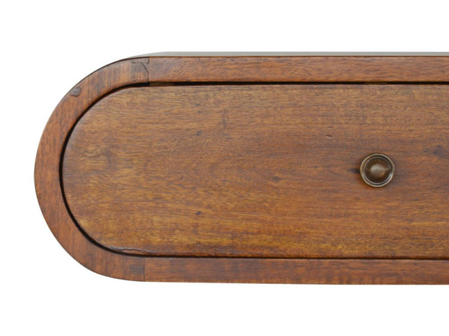 18" Chestnut Solid Wood Oval One Drawer Floating Nightstand