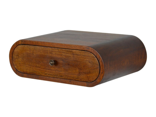 18" Chestnut Solid Wood Oval One Drawer Floating Nightstand
