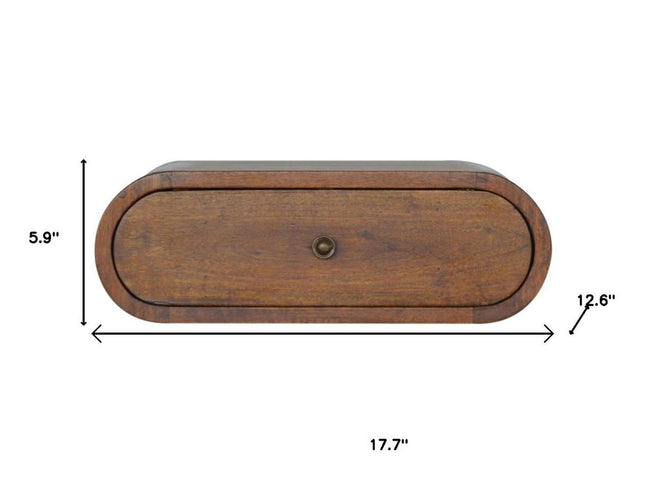 18" Chestnut Solid Wood Oval One Drawer Floating Nightstand