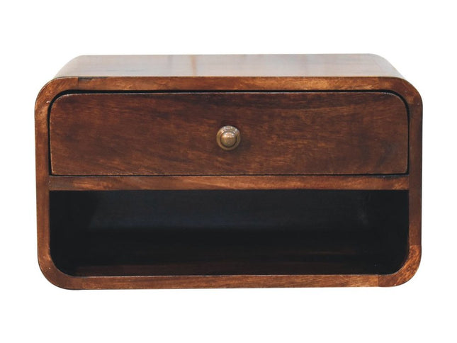 18" Brown Solid Wood One Drawer Floating Nightstand