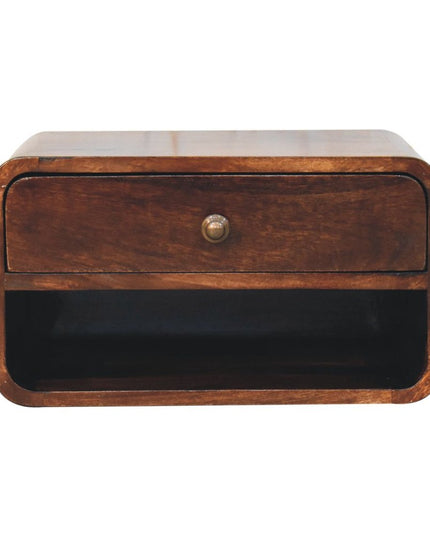 18" Brown Solid Wood One Drawer Floating Nightstand