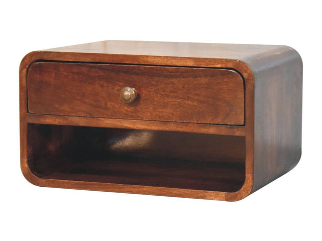 18" Brown Solid Wood One Drawer Floating Nightstand