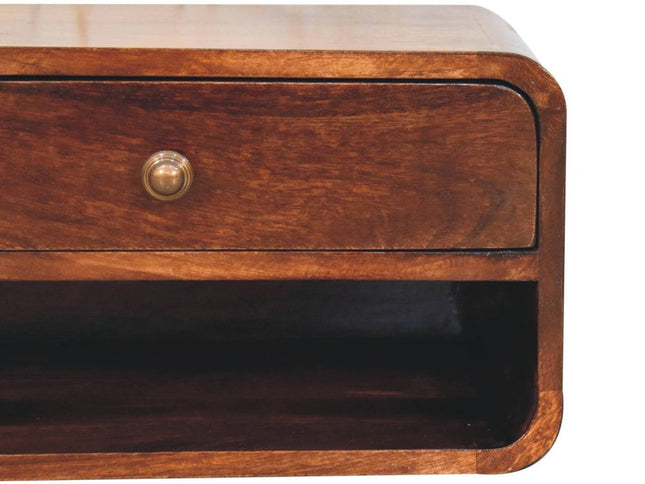 18" Brown Solid Wood One Drawer Floating Nightstand