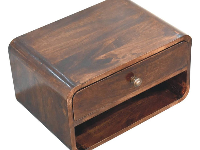 18" Brown Solid Wood One Drawer Floating Nightstand