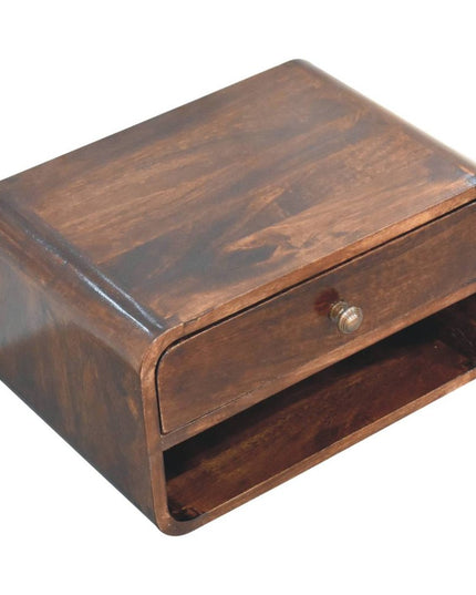 18" Brown Solid Wood One Drawer Floating Nightstand