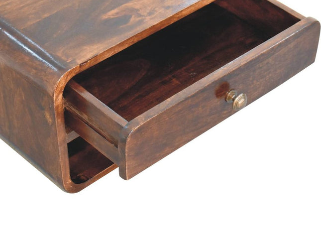 18" Brown Solid Wood One Drawer Floating Nightstand