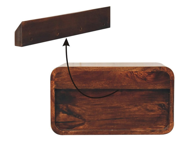 18" Brown Solid Wood Two Drawer Floating Nightstand