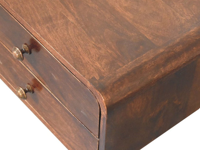 18" Brown Solid Wood Two Drawer Floating Nightstand