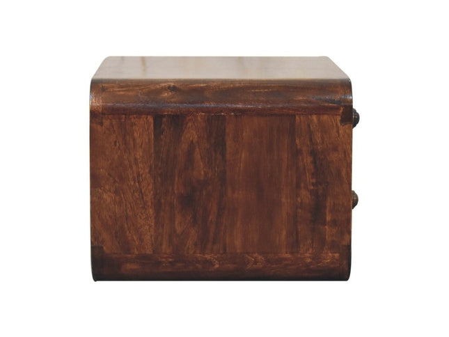 18" Brown Solid Wood Two Drawer Floating Nightstand