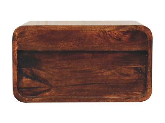 18" Brown Solid Wood Two Drawer Floating Nightstand