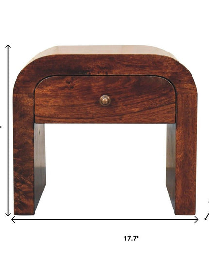 16" Walnut Solid Wood One Drawer Nightstand