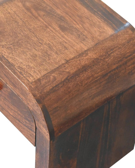 16" Walnut Solid Wood One Drawer Nightstand