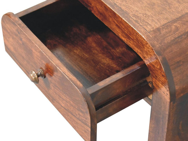 16" Walnut Solid Wood One Drawer Nightstand