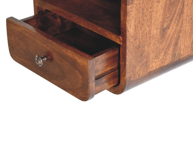 12" Brown Solid Wood Square One Drawer Floating Nightstand