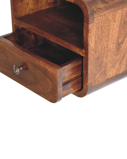 12" Brown Solid Wood Square One Drawer Floating Nightstand