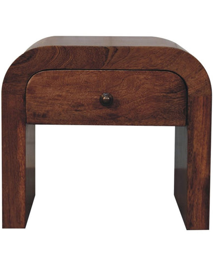 16" Brown Solid Wood One Drawer Arched Nightstand