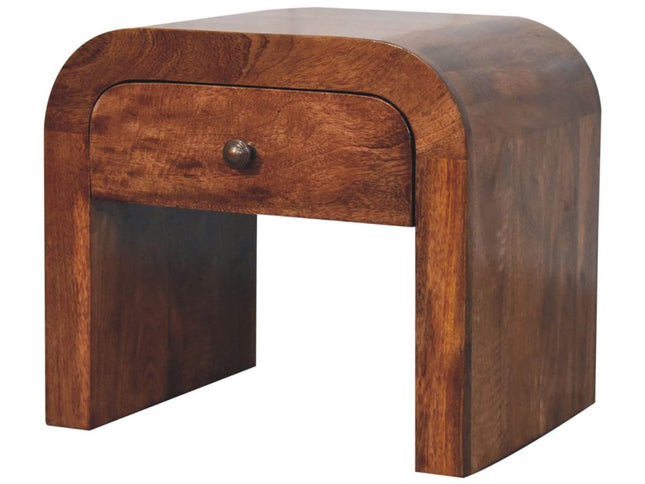16" Brown Solid Wood One Drawer Arched Nightstand