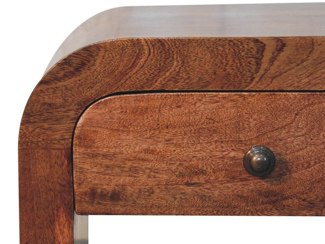 16" Brown Solid Wood One Drawer Arched Nightstand