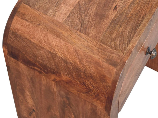 16" Brown Solid Wood One Drawer Arched Nightstand