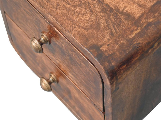 12" Walnut Solid Wood Square Two Drawer Floating Nightstand