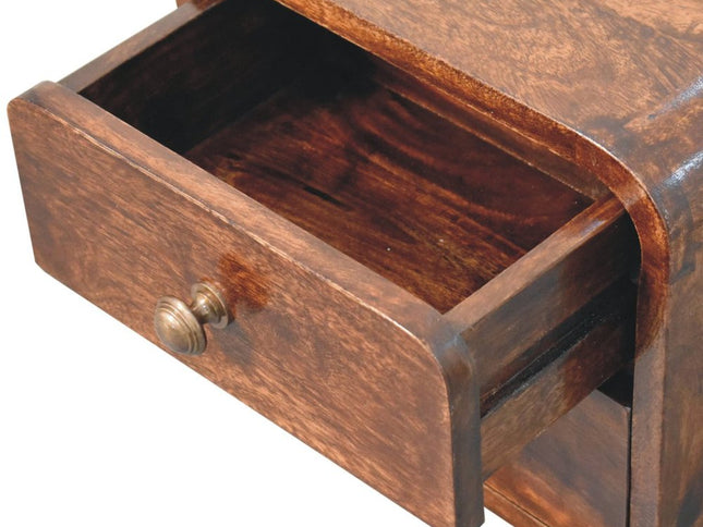 12" Walnut Solid Wood Square Two Drawer Floating Nightstand