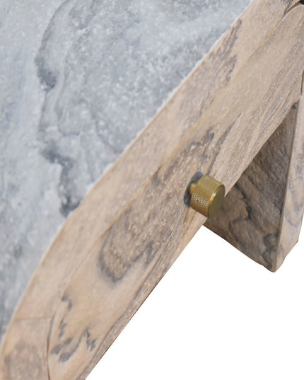 16" Beige And Gray Faux Marble One Drawer Nightstand