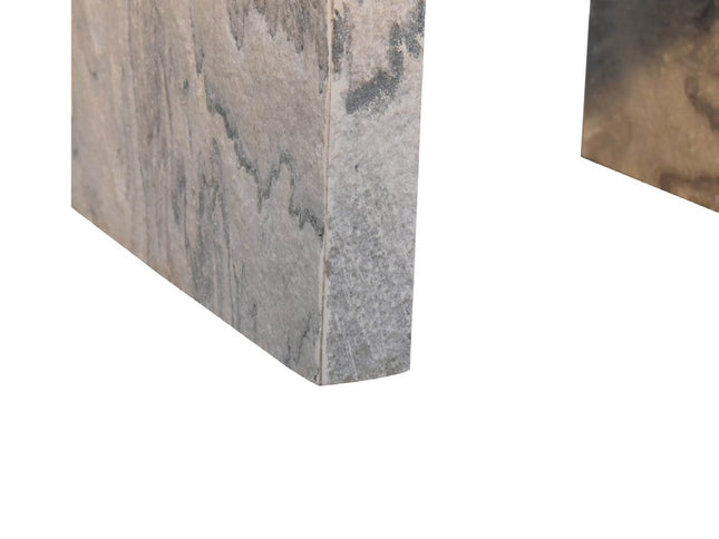 16" Beige And Gray Faux Marble One Drawer Nightstand