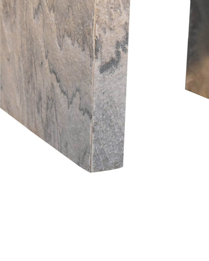 16" Beige And Gray Faux Marble One Drawer Nightstand