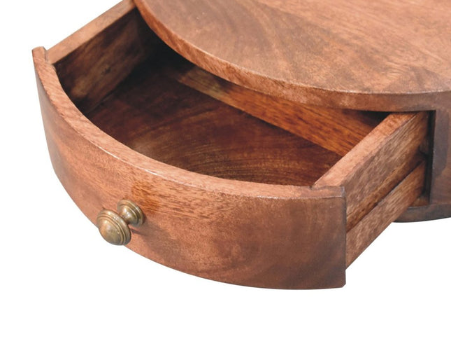 16" Brown Solid Wood One Drawer Half Moon Floating Nightstand