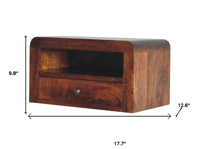 18" Chestnut Solid Wood One Drawer Floating Nightstand