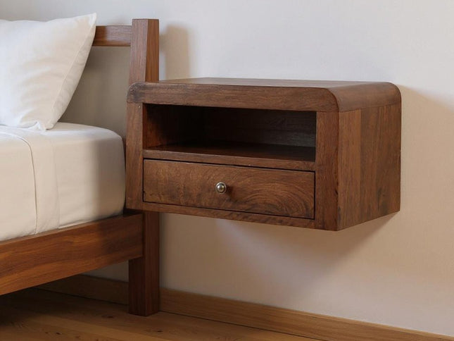 18" Chestnut Solid Wood One Drawer Floating Nightstand