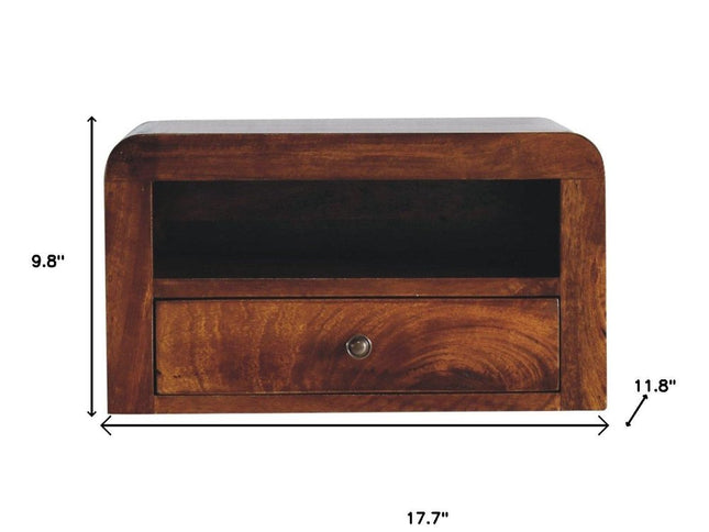 18" Chestnut Solid Wood One Drawer Floating Nightstand