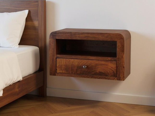 18" Chestnut Solid Wood One Drawer Floating Nightstand