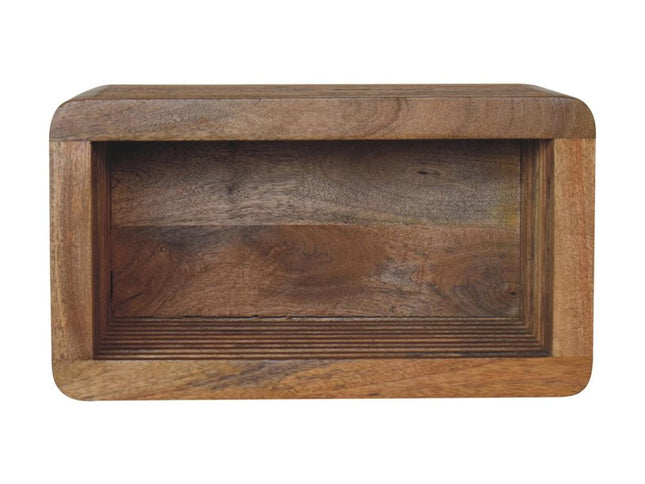 18" Brown Solid Wood Carved Geometric Floating Nightstand