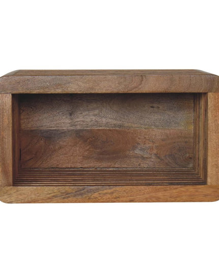 18" Brown Solid Wood Carved Geometric Floating Nightstand