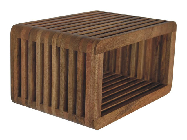 18" Brown Solid Wood Carved Geometric Floating Nightstand