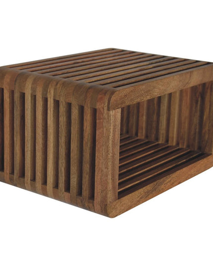 18" Brown Solid Wood Carved Geometric Floating Nightstand