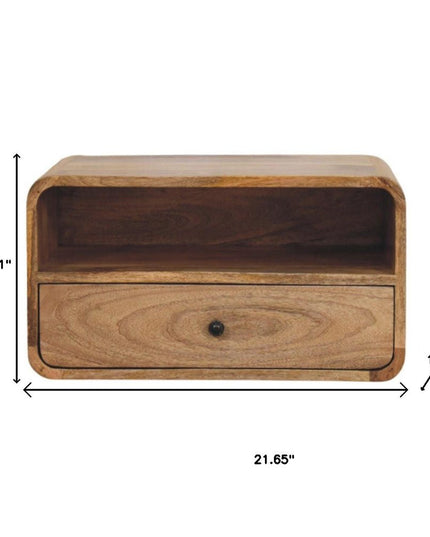 22" Oak Solid Wood One Drawer Floating Nightstand