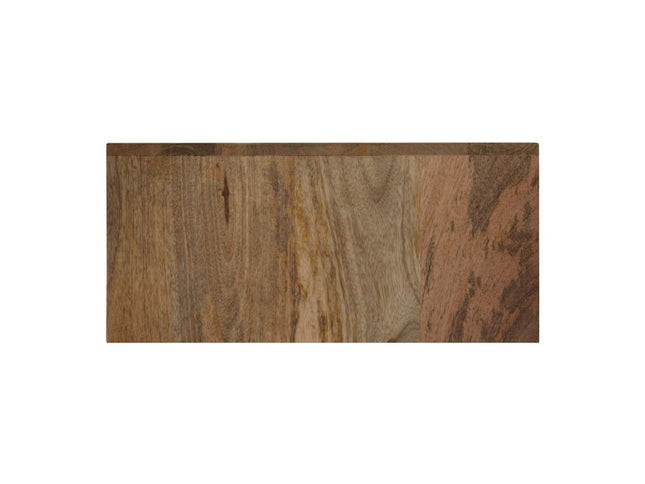 18" Brown Solid Wood Carved Geometric One Drawer Floating Nightstand