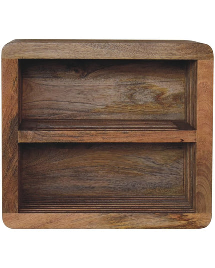 18" Brown Solid Wood Carved Geometric Floating Nightstand