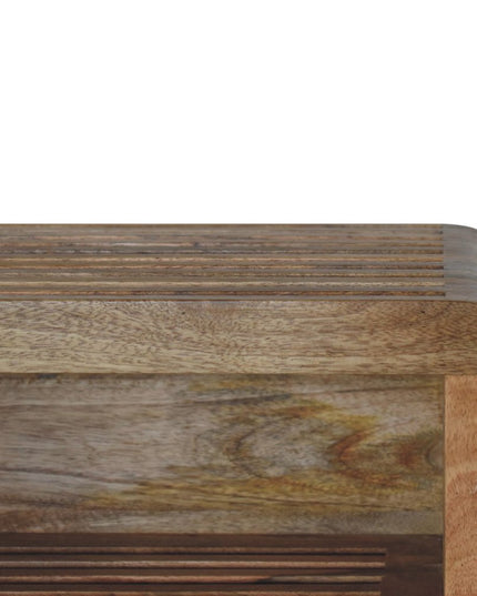 18" Brown Solid Wood Carved Geometric Floating Nightstand